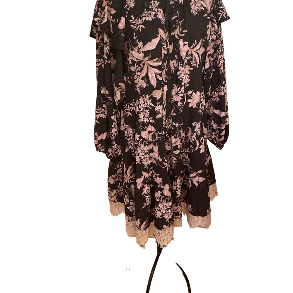 Black and Purple Floral Fancy Dress - Picture 3 of 10